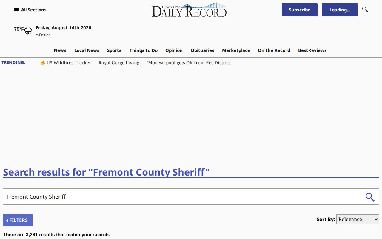 Fremont County arrest news in the Cañon City Daily Record search