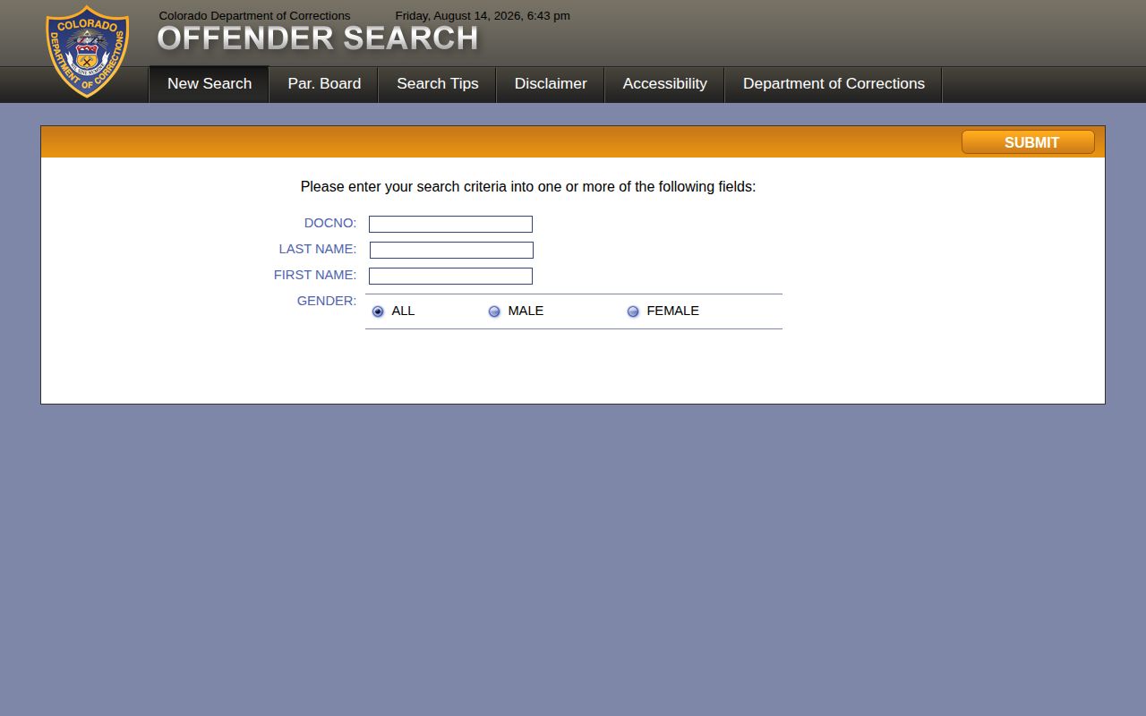 Colorado offender photo search for Fremont County state prison records