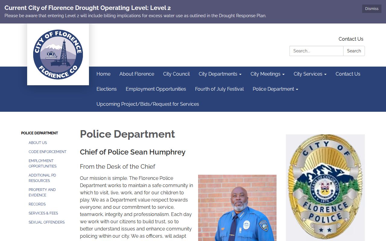 Florence Police Department official arrest information source